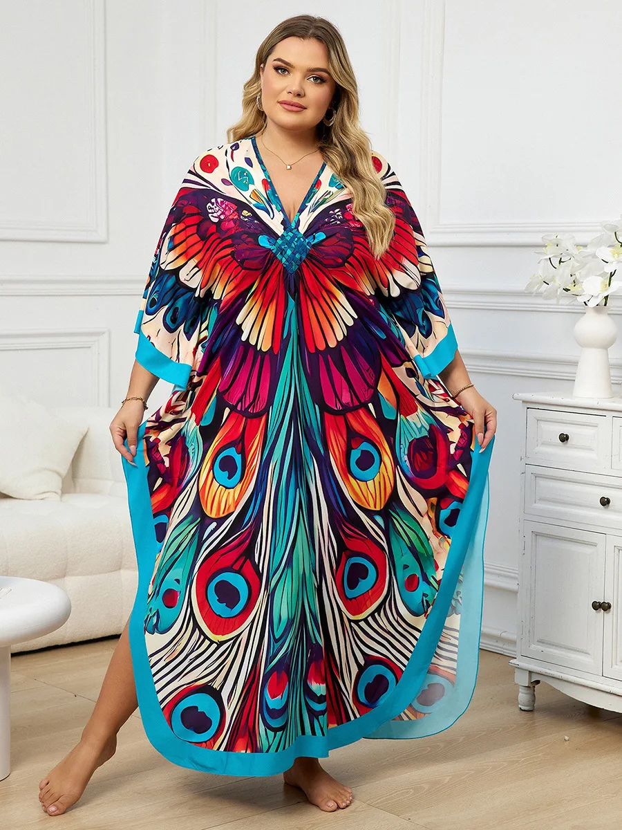 Женские платья-кафтан размера плюс с v-образным вырезом и рукавами «летучая мышь», пляжная накидка, лето 2029, кафтан с цветочным принтом
Женские платья-кафтан размера плюс с v-образным вырезом и рукавами «летучая мышь», пляжная накидка, лето 2029, кафтан с цветочным принтом