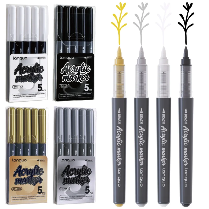 Acrylic Paint Pen Waterproof Markers 5Pcs Permanent Marker Pens Soft Bursh for Rock,Glass,Ceramic,Metal(Black,White,Gold,Silver)
Acrylic Paint Pen Waterproof Markers 5Pcs Permanent Marker Pens Soft Bursh for Rock,Glass,Ceramic,Metal(Black,White,Gold,Silver)