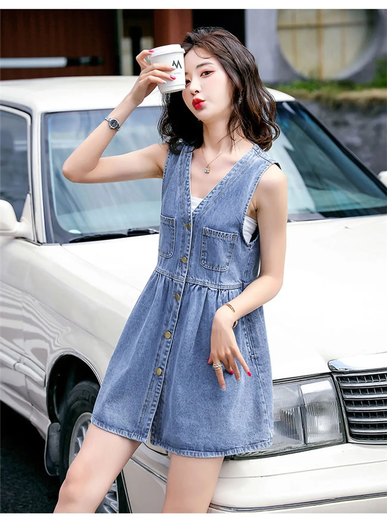 Denim Dress Women's Summer Thin Strap Dress Short A-line Sleeveless Tank Top Dress Small Size Reduced Age Vest Set
Denim Dress Women's Summer Thin Strap Dress Short A-line Sleeveless Tank Top Dress Small Size Reduced Age Vest Set