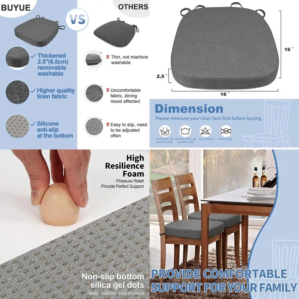 Набор из 4 подушек для обеденных стульев из пенопласта U-образной формы толщиной 2,5, удобные нескользящие подушки для сидений для кухни, темно-серые
Набор из 4 подушек для обеденных стульев из пенопласта U-образной формы толщиной 2,5, удобные нескользящие подушки для сидений для кухни, темно-серые