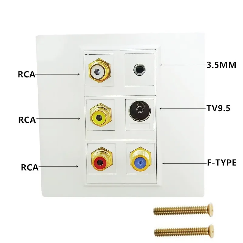 86 Type Multimedia Panel Audio 3.5MM TV F Head TV9.5 + Audio & Video 3rca Red White Yellow Wall Plug Wall Plug
86 Type Multimedia Panel Audio 3.5MM TV F Head TV9.5 + Audio & Video 3rca Red White Yellow Wall Plug Wall Plug