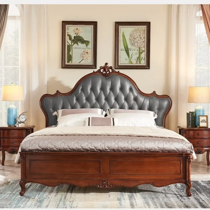 American bed solid wood bed, European bedroom bed
American bed solid wood bed, European bedroom bed