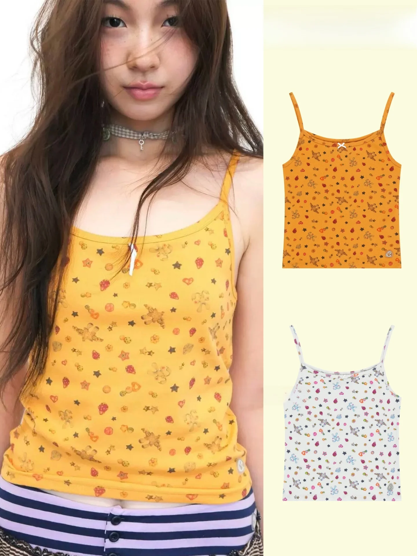 Coyseio Floral Strawberry Strap Vest Outerwear Pure Cotton Korean Style Women's Short Length U-Neckline Summer 2026 Top
Coyseio Floral Strawberry Strap Vest Outerwear Pure Cotton Korean Style Women's Short Length U-Neckline Summer 2026 Top