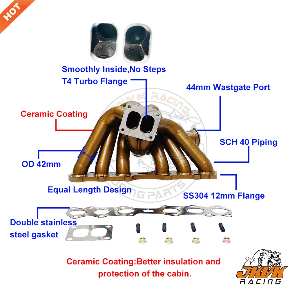 JKVK RACING Керамическое покрытие из нержавеющей стали 3,0 мм, равная длина 304, турбовыпускной коллектор T4 для 1JZ-GTE NON VVTI
JKVK RACING Керамическое покрытие из нержавеющей стали 3,0 мм, равная длина 304, турбовыпускной коллектор T4 для 1JZ-GTE NON VVTI