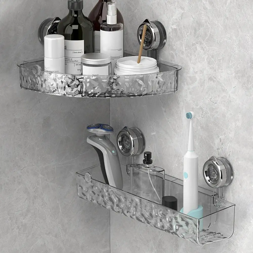 Suction Cup Shower Rack Drainage Bathroom Organizer Transparent Triangle Bathroom Corner Storage Rack with Strong Suction Great 
Suction Cup Shower Rack Drainage Bathroom Organizer Transparent Triangle Bathroom Corner Storage Rack with Strong Suction Great