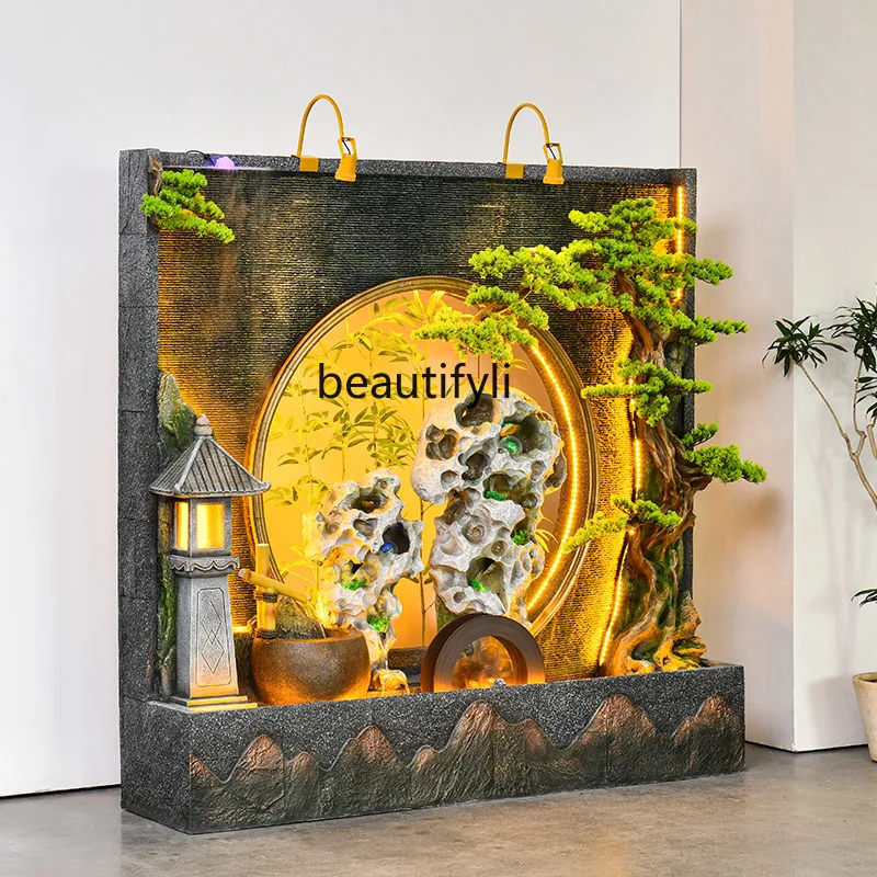 New Chinese Style Pine Landscape Water Curtain Wall Ornament Lighting Creates an Elegant Zen Atmosphere 
New Chinese Style Pine Landscape Water Curtain Wall Ornament Lighting Creates an Elegant Zen Atmosphere