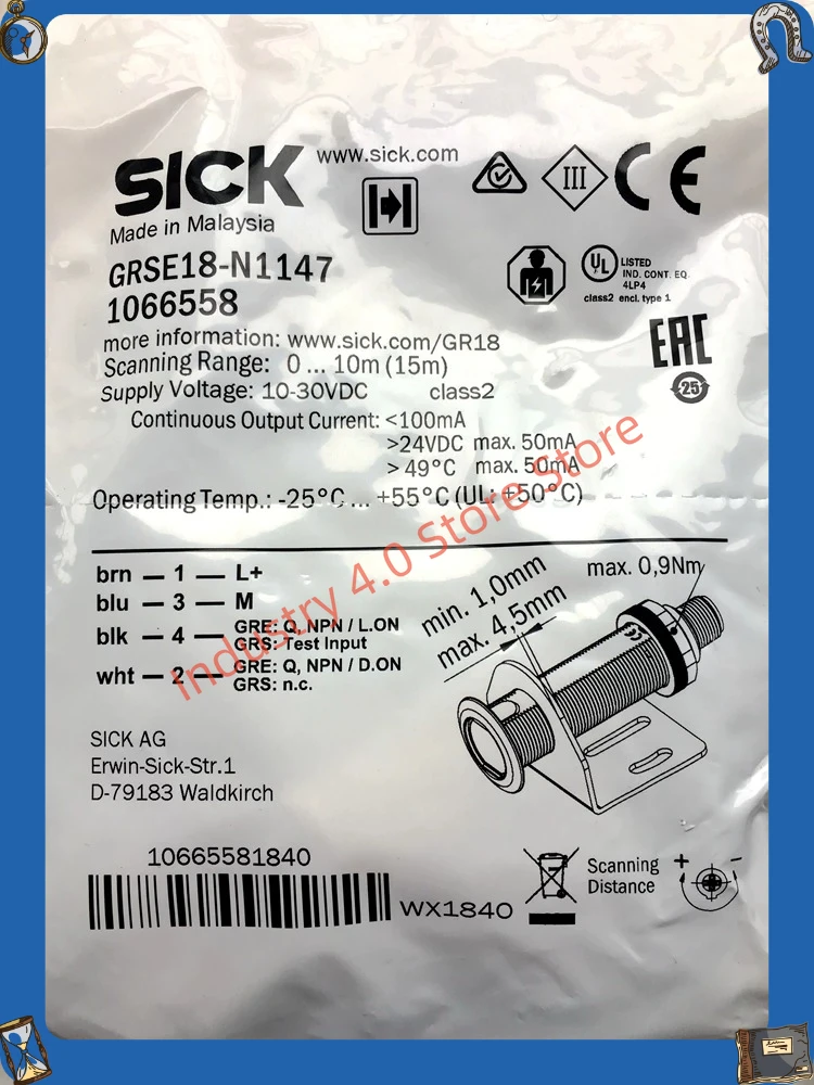 GRSE18-N1147 Brand GRSE18-P1147 cylindrical photoelectric switch New
GRSE18-N1147 Brand GRSE18-P1147 cylindrical photoelectric switch New