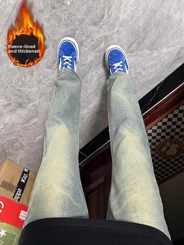 Retro American Fce Lined Soft Jeans Men's Autumn Winter Slim Fit Lengthening Leg Effect High Street Sle Straight Cut Jeans
Retro American Fce Lined Soft Jeans Men's Autumn Winter Slim Fit Lengthening Leg Effect High Street Sle Straight Cut Jeans