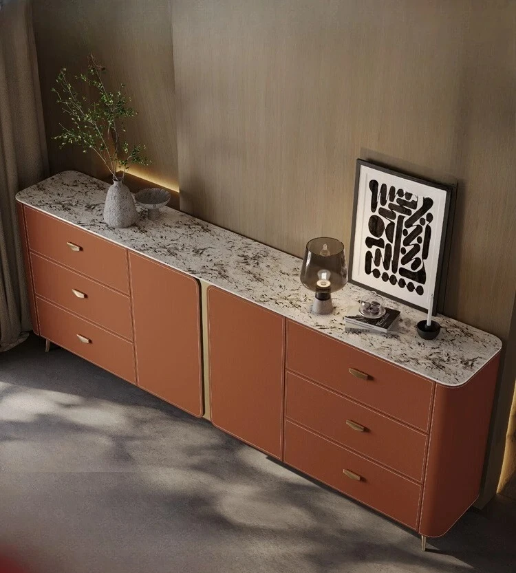 Light luxury saddle leather dining side cabinet whole house custom cabinet furniture simple rock slab mystery cabinet
Light luxury saddle leather dining side cabinet whole house custom cabinet furniture simple rock slab mystery cabinet
