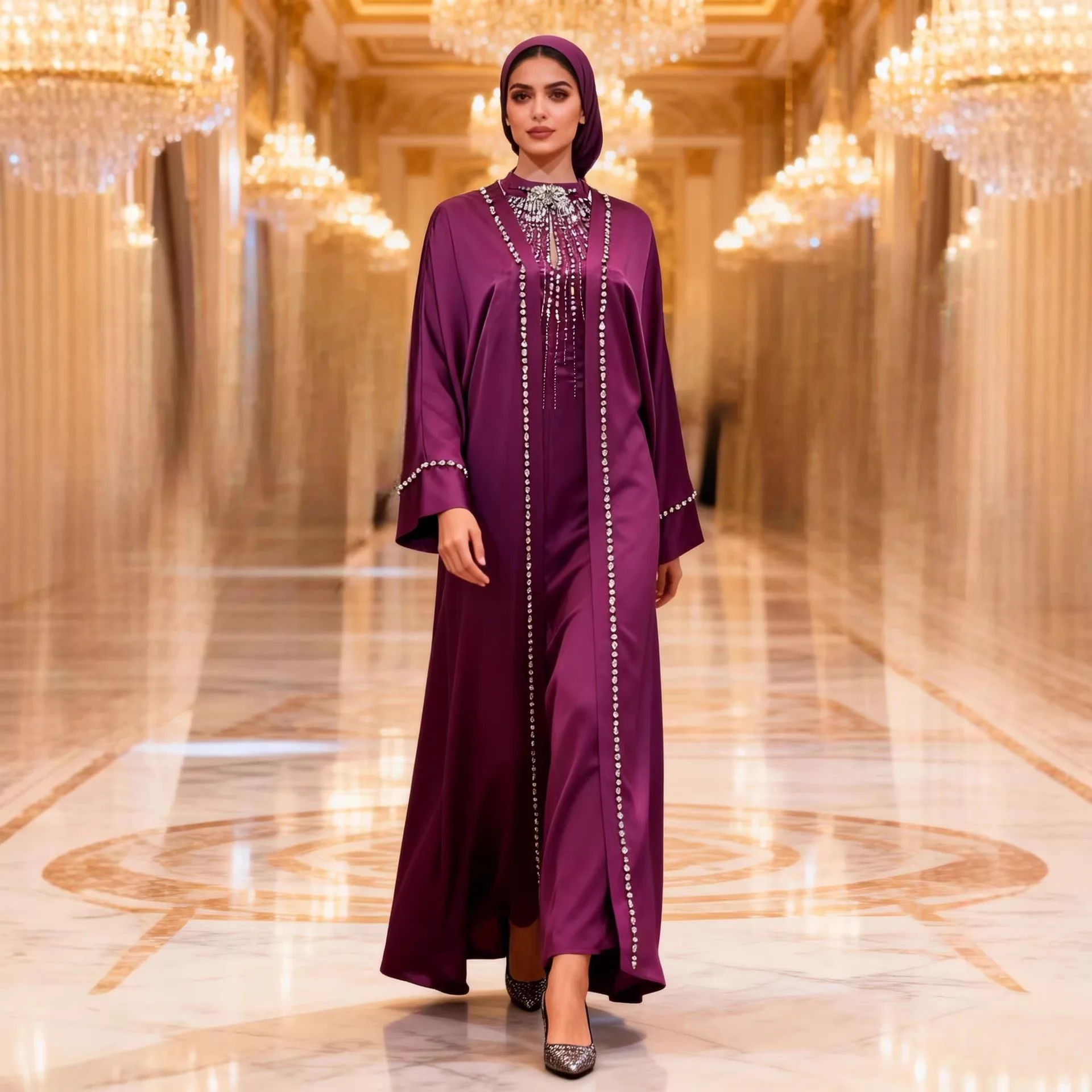 Dresses 2 Piece Set Women Eid Muslim Party Dress Abaya Cardigan Robe Suit Diamonds Morocco Dubai Kaftan Islam Vestidos Jalabiya
Dresses 2 Piece Set Women Eid Muslim Party Dress Abaya Cardigan Robe Suit Diamonds Morocco Dubai Kaftan Islam Vestidos Jalabiya