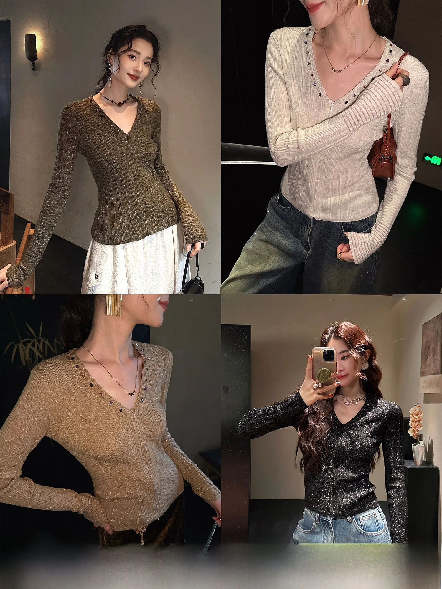 SJ Black Flower Knitted Base Shirt Inner Wear 100 Wool Beaded Shiny Loose Fit Commute Style Long Sleeve Women's Top
SJ Black Flower Knitted Base Shirt Inner Wear 100 Wool Beaded Shiny Loose Fit Commute Style Long Sleeve Women's Top