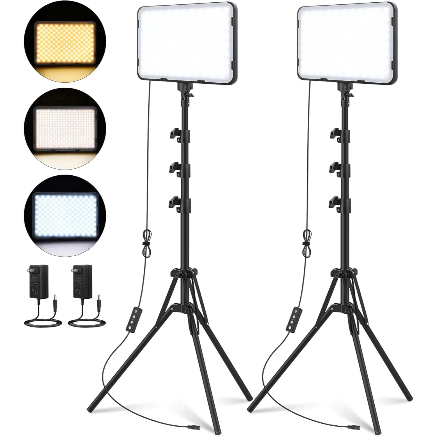 2 Pack LED Video Light with 62.99" Tripod Stand, Dimmable 2500-8500K 22W Studio Lights for YouTube
2 Pack LED Video Light with 62.99" Tripod Stand, Dimmable 2500-8500K 22W Studio Lights for YouTube