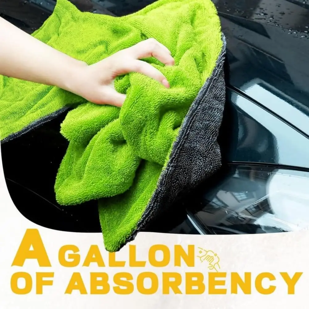 1200GSM Microfiber Car Drying Towel, Double-Twist Loop, Ultra-Absorbent, Quick-Dry, Lint- & Streak-Free, Scratch-Safe, for Car Wash & Detailing (1 Pack) (Dark Grey & Green, 16" x 16")
1200GSM Microfiber Car Drying Towel, Double-Twist Loop, Ultra-Absorbent, Quick-Dry, Lint- & Streak-Free, Scratch-Safe, for Car Wash & Detailing (1 Pack) (Dark Grey & Green, 16" x 16")