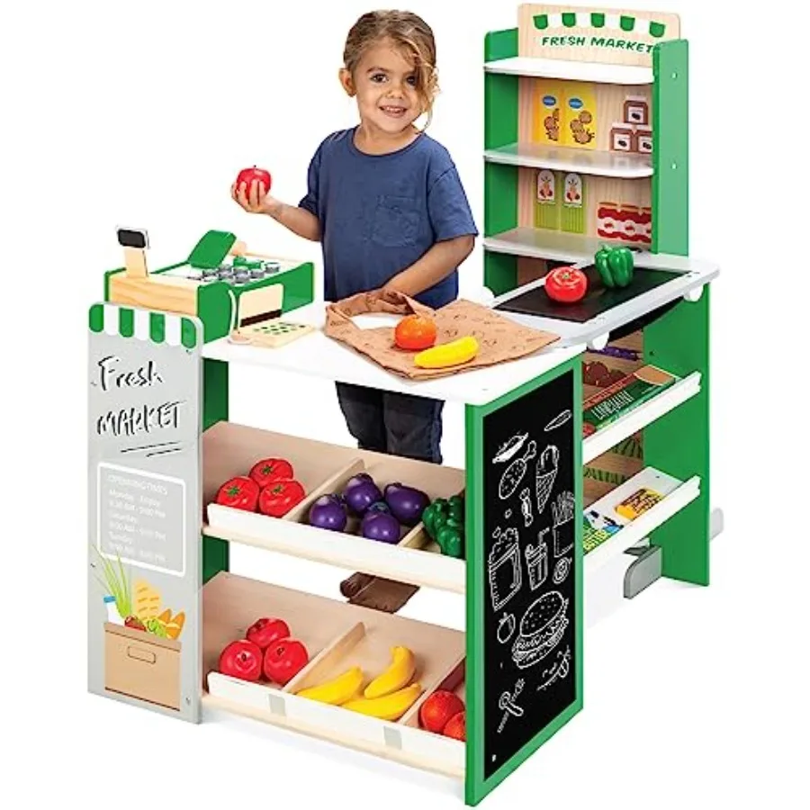 Best Choice Products Pretend Play Grocery Store Wooden ermarket Toy Set for w/Play Food, Chalkboard, Cash Register, Working Con
Best Choice Products Pretend Play Grocery Store Wooden ermarket Toy Set for w/Play Food, Chalkboard, Cash Register, Working Con