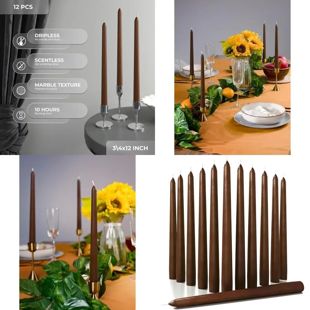 Набор 12-дюймовых свечей из 12 штук — без капель и бездымные — коричневые конические свечи
Набор 12-дюймовых свечей из 12 штук — без капель и бездымные — коричневые конические свечи