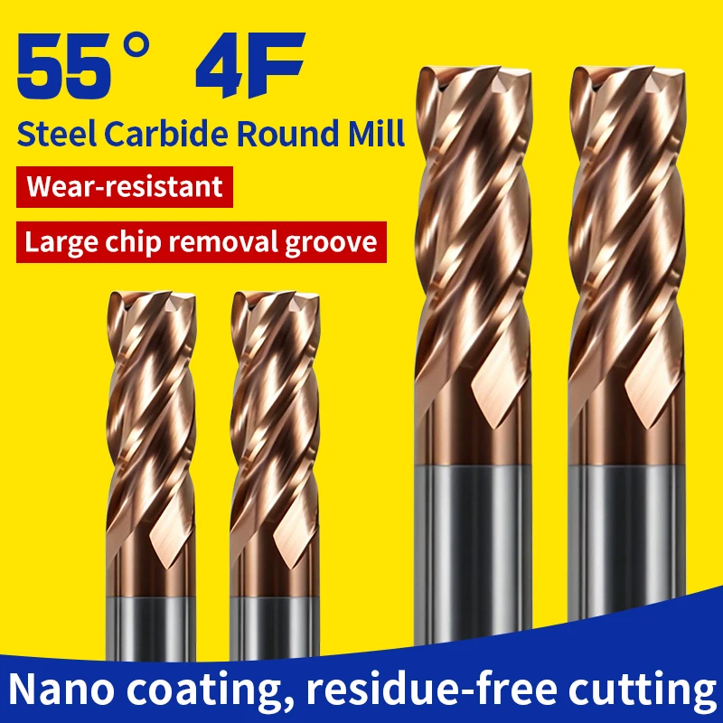 55° 4-Flute R-Corner Tungsten Steel Milling Cutter Bullnose Cutter for Steel CNC Straight Shank Tungsten Carbide End Mill
55° 4-Flute R-Corner Tungsten Steel Milling Cutter Bullnose Cutter for Steel CNC Straight Shank Tungsten Carbide End Mill