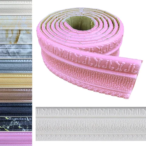 2.3m 3D Pattern Wallpaper Decorative Line Skirting Line Decoration Self-adhesive Stain Resistant living Room Wall Border Sticker