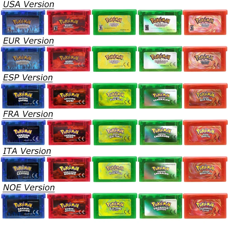 Pokemon Emerald Fire Red Leaf Green Ruby Sapphire GBA Video Games Cartridge Console Card 32 Bit Glitter Label for Fans Gift
Pokemon Emerald Fire Red Leaf Green Ruby Sapphire GBA Video Games Cartridge Console Card 32 Bit Glitter Label for Fans Gift