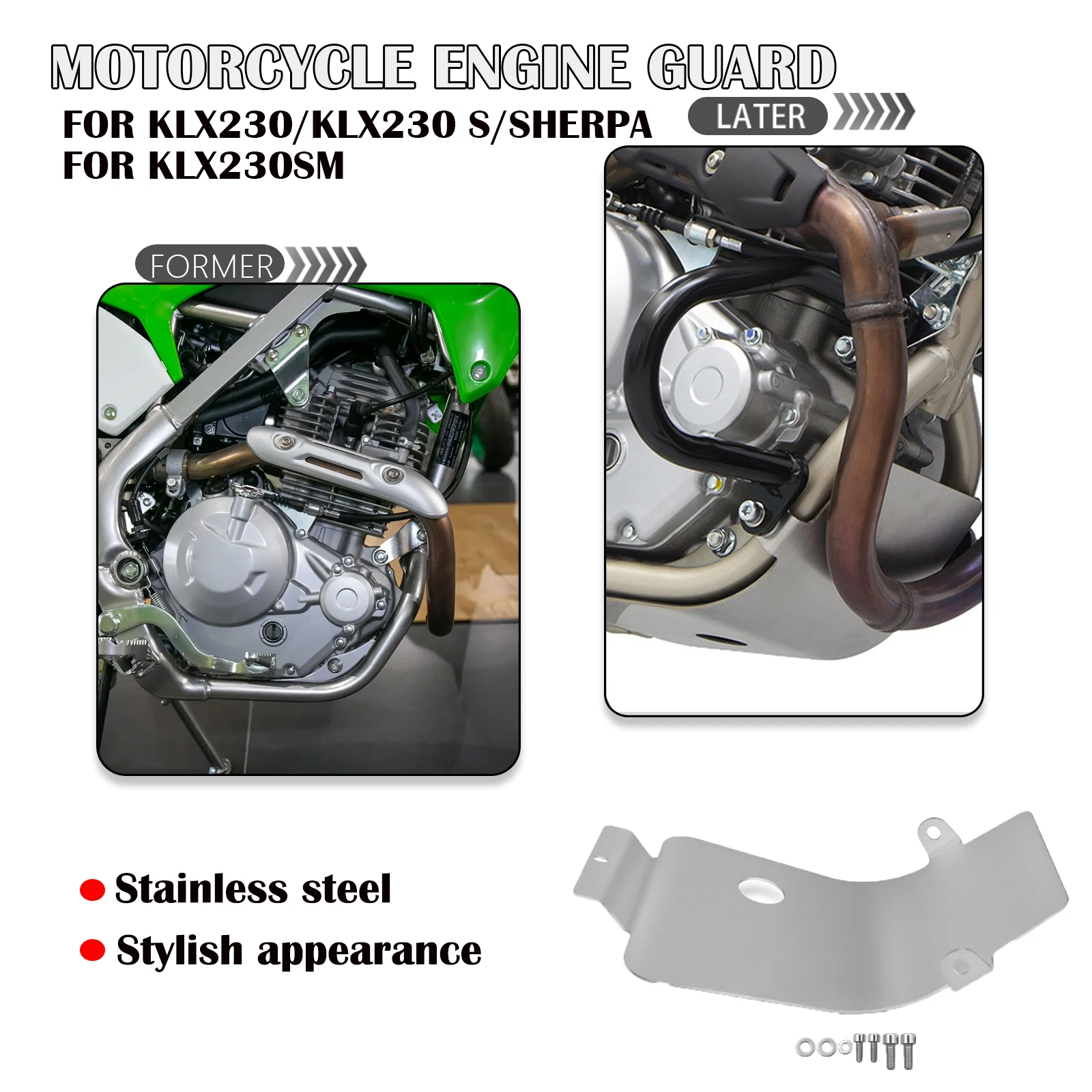 For Kawasaki KLX230/KLX230 S/SHERPA KLX230SM 2024 2025 Motorcycle Engine chassis guard Fairing Exhaust guard Protective cover
For Kawasaki KLX230/KLX230 S/SHERPA KLX230SM 2024 2025 Motorcycle Engine chassis guard Fairing Exhaust guard Protective cover