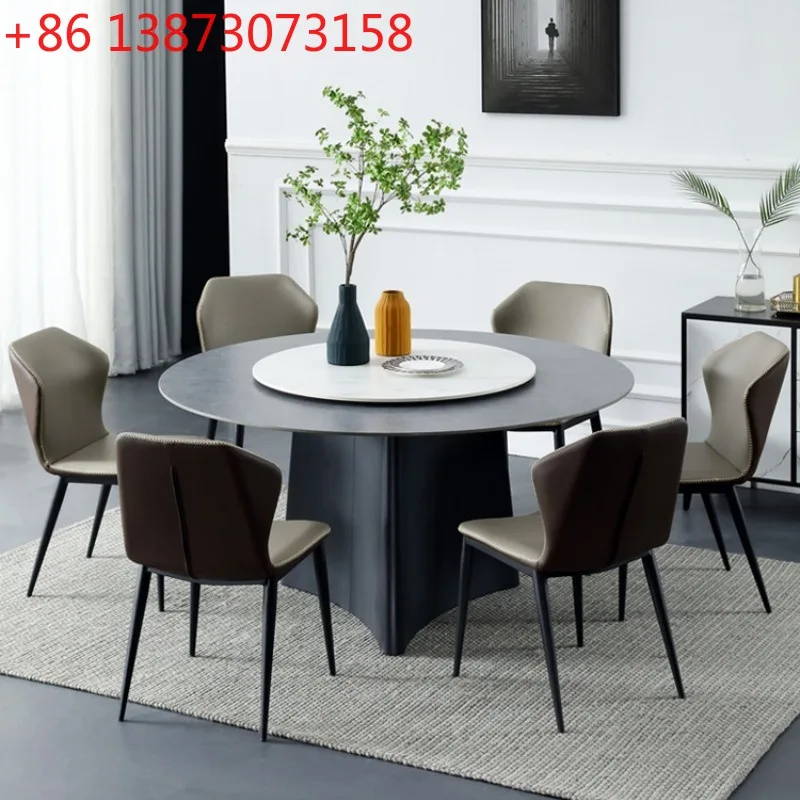 Nordic light luxury rock slab dining table round table turntable Nordic modern round household dining table
Nordic light luxury rock slab dining table round table turntable Nordic modern round household dining table