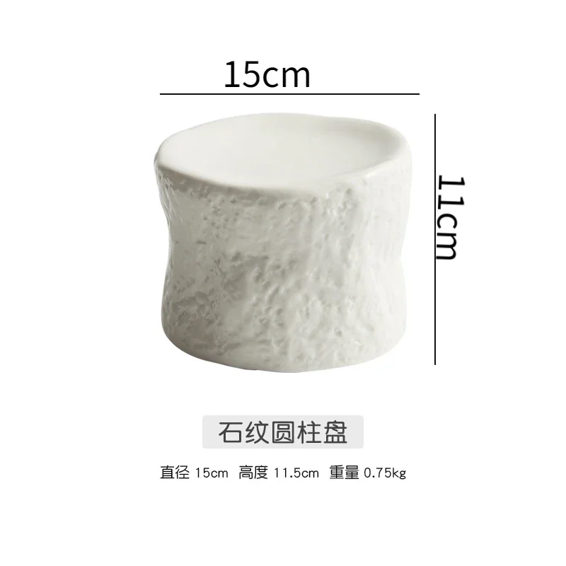 Relief Stone Pattern Ceramic Plate Cylindrical Flat Plate Dim Sum Plate Artistic Conception Dish Fusion Dish Tableware
Relief Stone Pattern Ceramic Plate Cylindrical Flat Plate Dim Sum Plate Artistic Conception Dish Fusion Dish Tableware