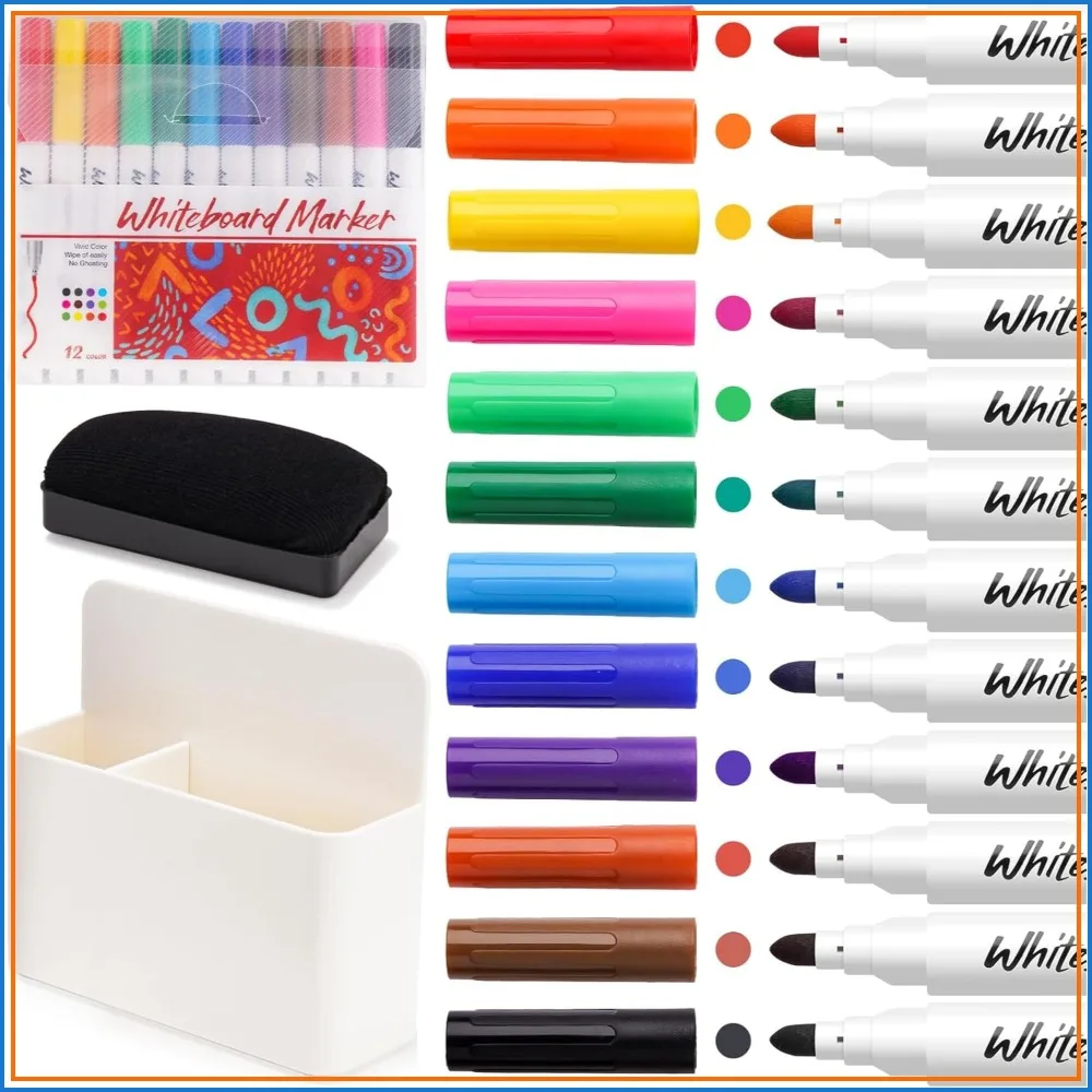 Magnetic Whiteboard Set: 12 Fine Markers & Eraser for Office
Magnetic Whiteboard Set: 12 Fine Markers & Eraser for Office
