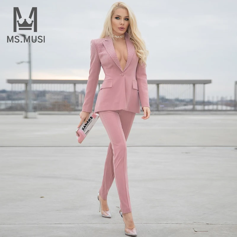 MSMUSI 2023 New Fashion Women Office Lady Crystal Two Piece Set Turn Down Collar Single Button Blazer Top Long Pant Set Suit
MSMUSI 2023 New Fashion Women Office Lady Crystal Two Piece Set Turn Down Collar Single Button Blazer Top Long Pant Set Suit