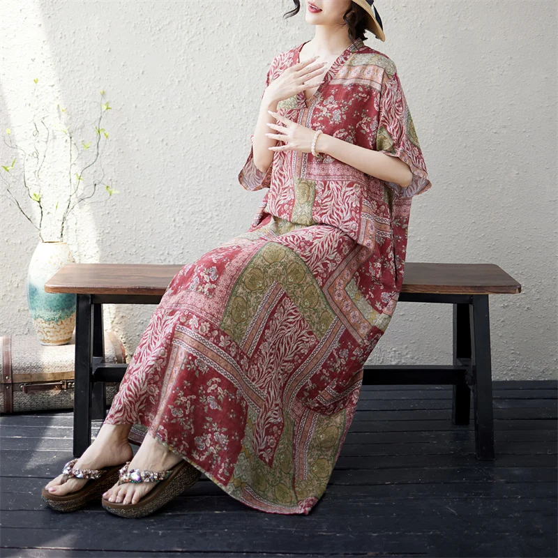 Summer New Style Thin Cotton Linen Twist Retro Red V-Neck Loose Long Dress Robe Women Thin Skin-friendly Artistic Loose Fit C...
Summer New Style Thin Cotton Linen Twist Retro Red V-Neck Loose Long Dress Robe Women Thin Skin-friendly Artistic Loose Fit C...