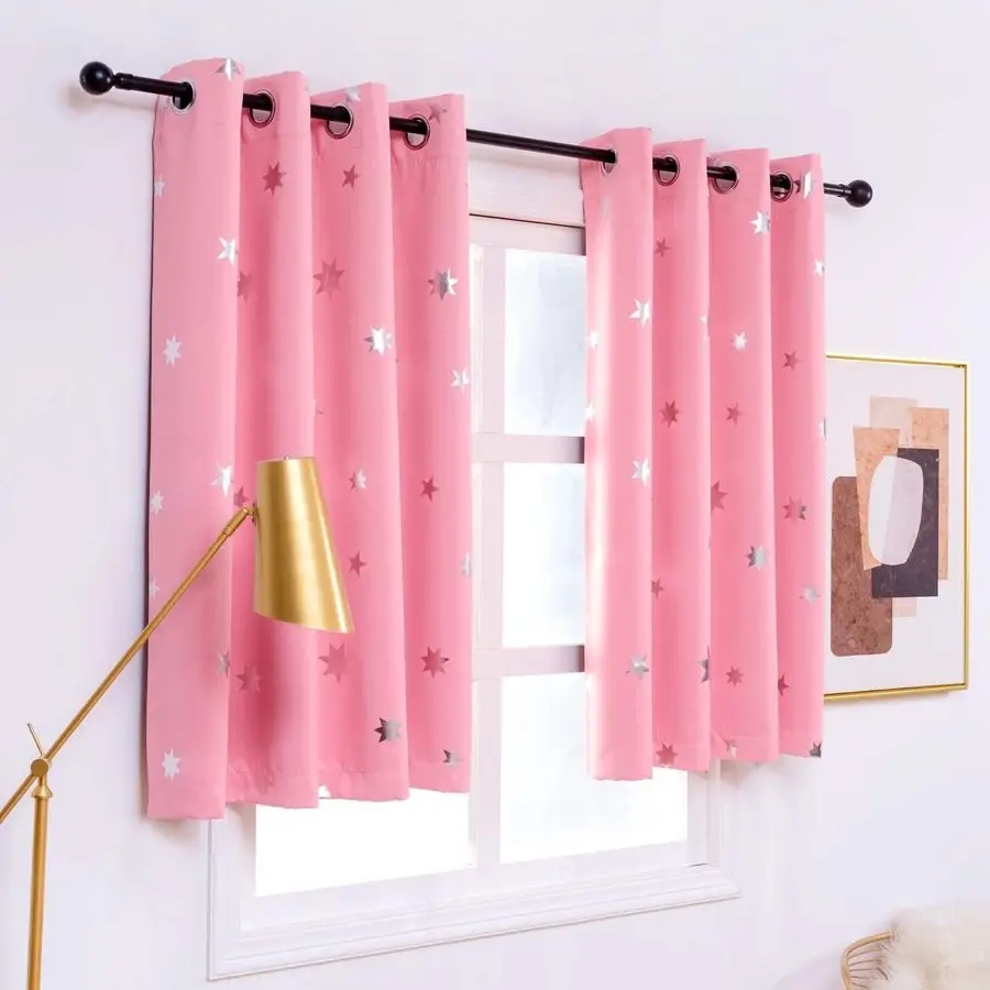 Pink Blackout Curtains for Girls Bedroom 54 Inches Length Stars Window Drapes Silver Foil Printed Room Darkening Panels Grommet
Pink Blackout Curtains for Girls Bedroom 54 Inches Length Stars Window Drapes Silver Foil Printed Room Darkening Panels Grommet