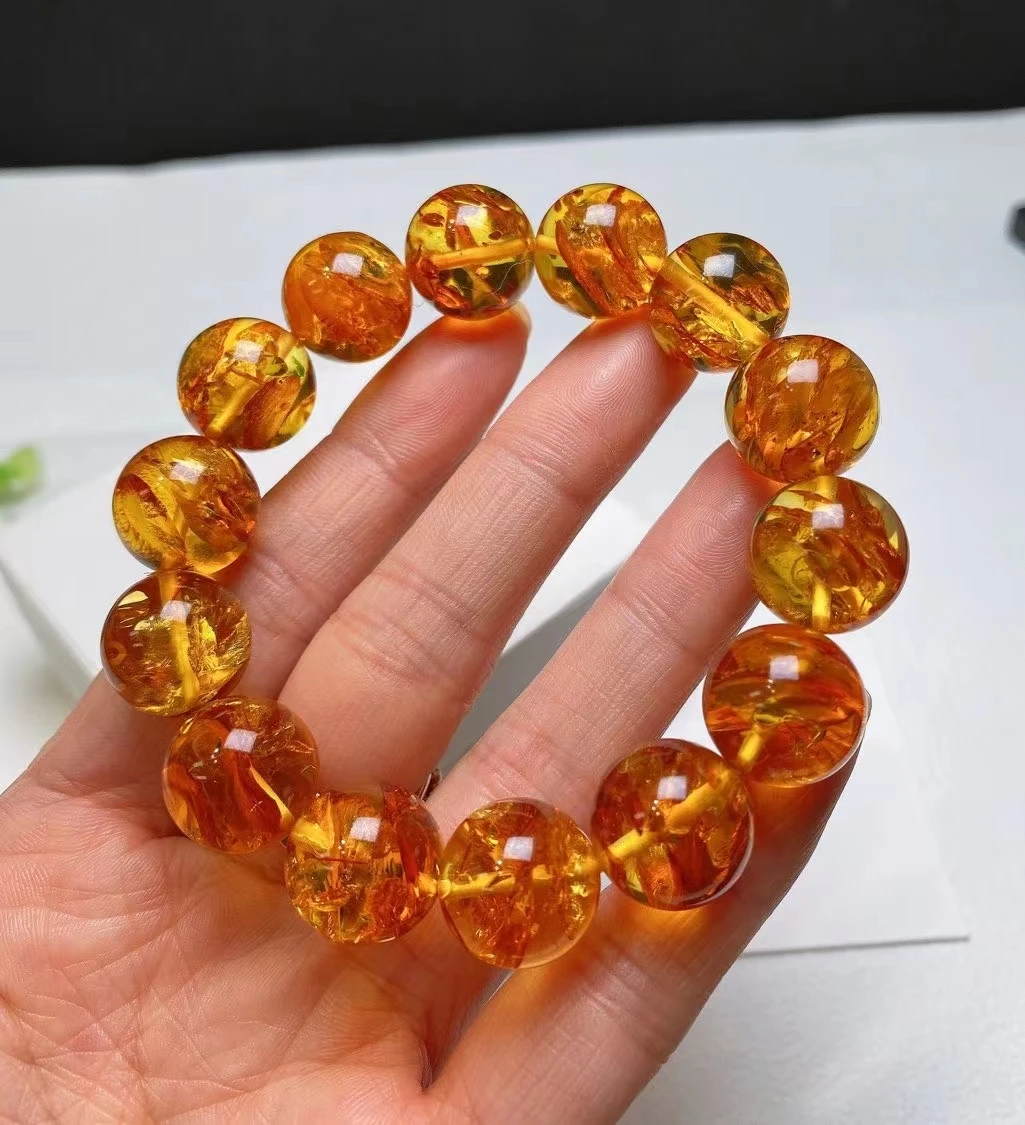 Natural Yellow Piebald Clear Round Beads Bracelet Flower Women Men 15mm Stretch Crystal Round Amber Bracelet Jewelry AAAAA
Natural Yellow Piebald Clear Round Beads Bracelet Flower Women Men 15mm Stretch Crystal Round Amber Bracelet Jewelry AAAAA