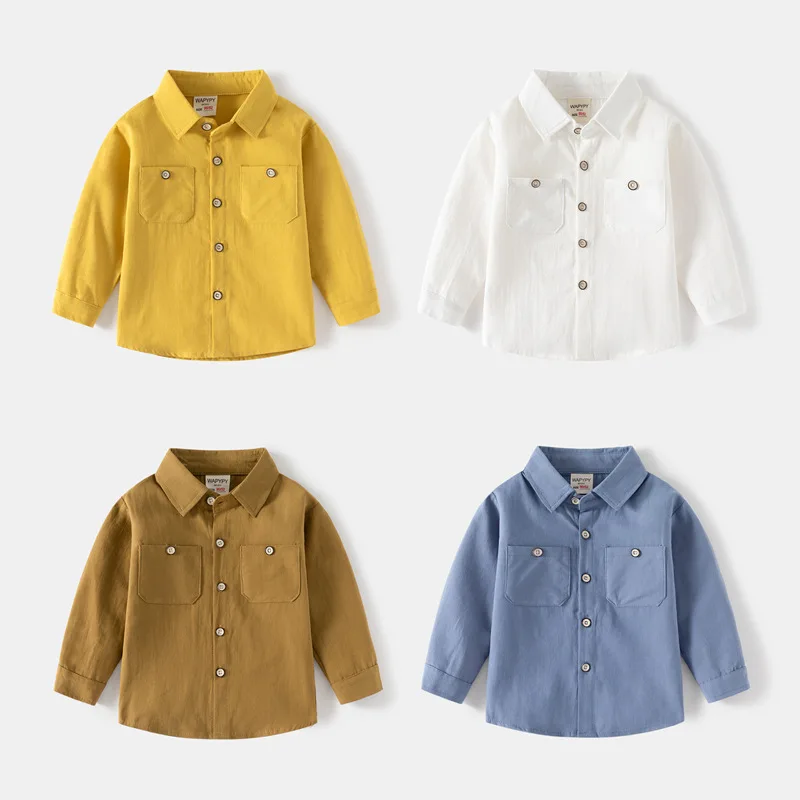 2024 Children Boy Long Sleeve Shirt Autumn Turn Down Collar Double Pockets Kid Boy Shirts Cotton casual Solid Young Baby Boy Top
2024 Children Boy Long Sleeve Shirt Autumn Turn Down Collar Double Pockets Kid Boy Shirts Cotton casual Solid Young Baby Boy Top