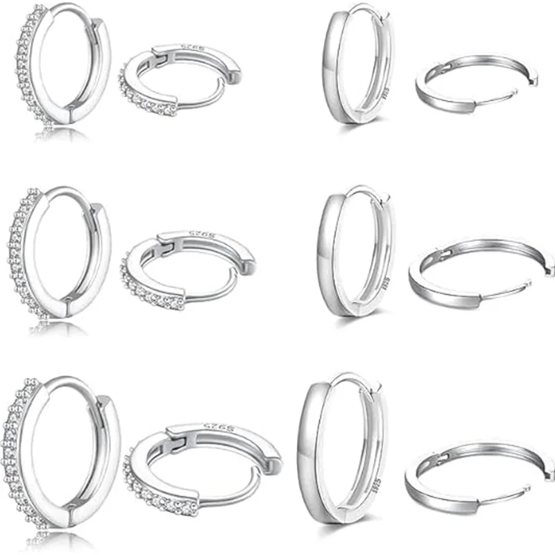 925 Sterling Silver Hoop Earrings Cubic Zirconia Hypoallergenic Piercings Small Cartilage Sleepers Huggie Earrings for Women
925 Sterling Silver Hoop Earrings Cubic Zirconia Hypoallergenic Piercings Small Cartilage Sleepers Huggie Earrings for Women