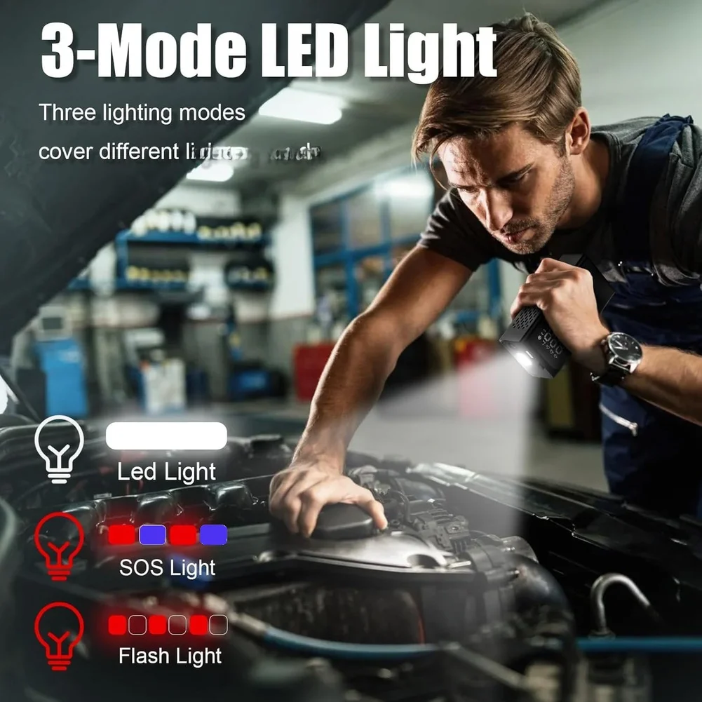 Wireless Portable Air Pump for Vehicle Tires Fast Inflation with Digital Display and Adjustable Pressure Settings