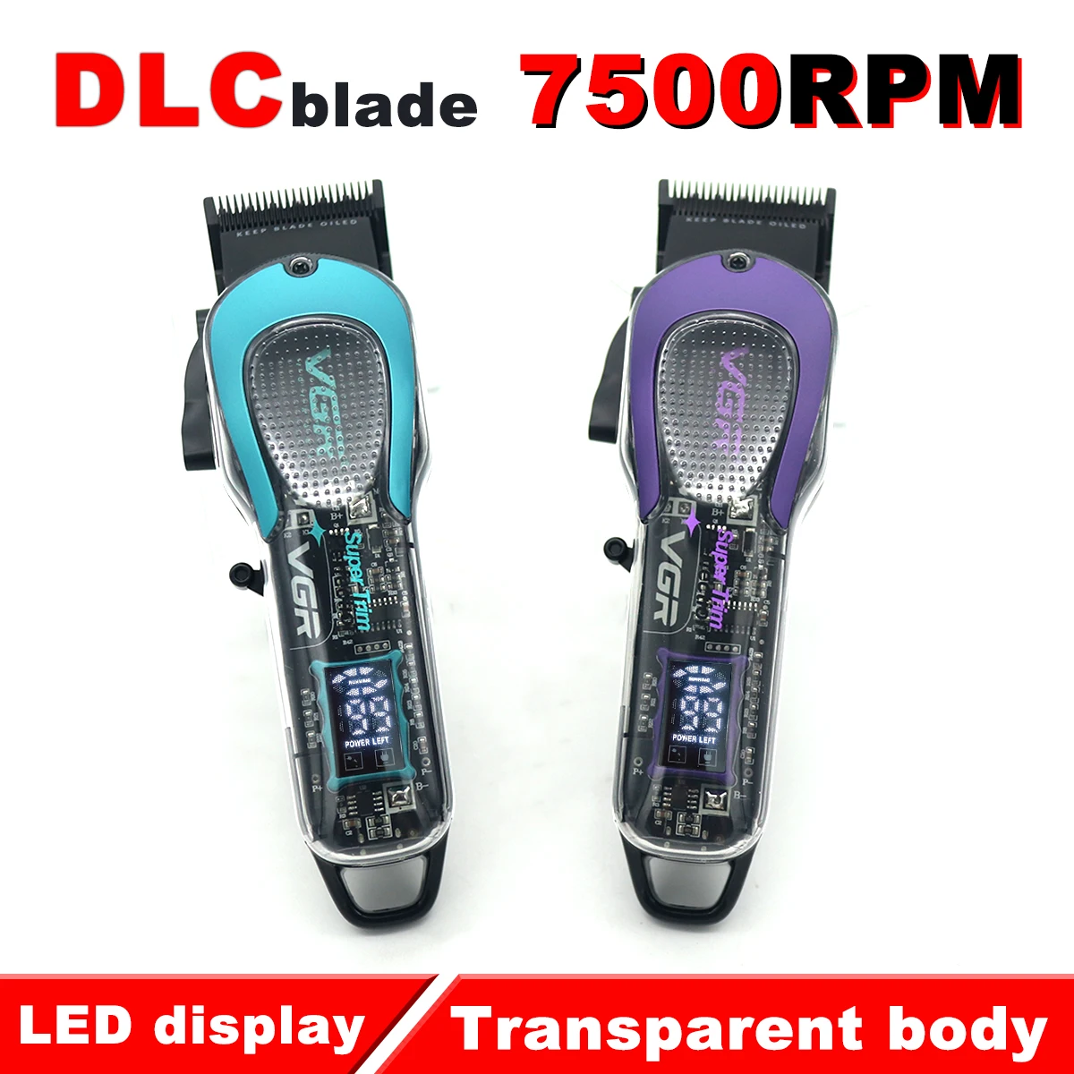 VGR V692 Men's Hair Clipper DLC Fade Blade LED Display Cordless USB Interface Transparent Body Professional Hair Cutting Machine
VGR V692 Men's Hair Clipper DLC Fade Blade LED Display Cordless USB Interface Transparent Body Professional Hair Cutting Machine