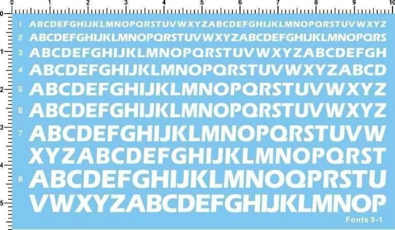 Decal English Letter Alphabet Fonts 9-1 for Different Scale Military Model Kit White/Black
Decal English Letter Alphabet Fonts 9-1 for Different Scale Military Model Kit White/Black