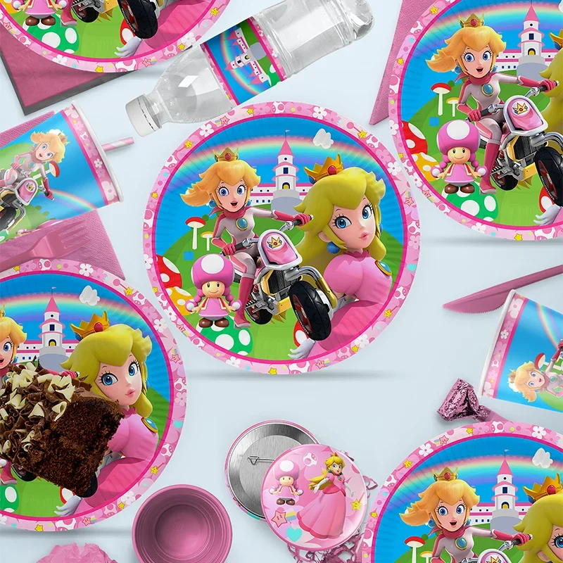 Super Mario Bros-Princess birthday party Disposable Tableware balloons water bottle stickers cake decoration baby bath supplies
Super Mario Bros-Princess birthday party Disposable Tableware balloons water bottle stickers cake decoration baby bath supplies