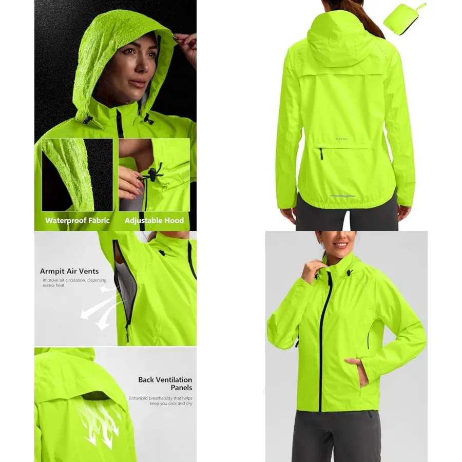Bikewa Women's Cycling Rain Jackets Waterproof Windbreaker Lightweight Running Windproof Reflective Jacket Packable Hooded
Bikewa Women's Cycling Rain Jackets Waterproof Windbreaker Lightweight Running Windproof Reflective Jacket Packable Hooded