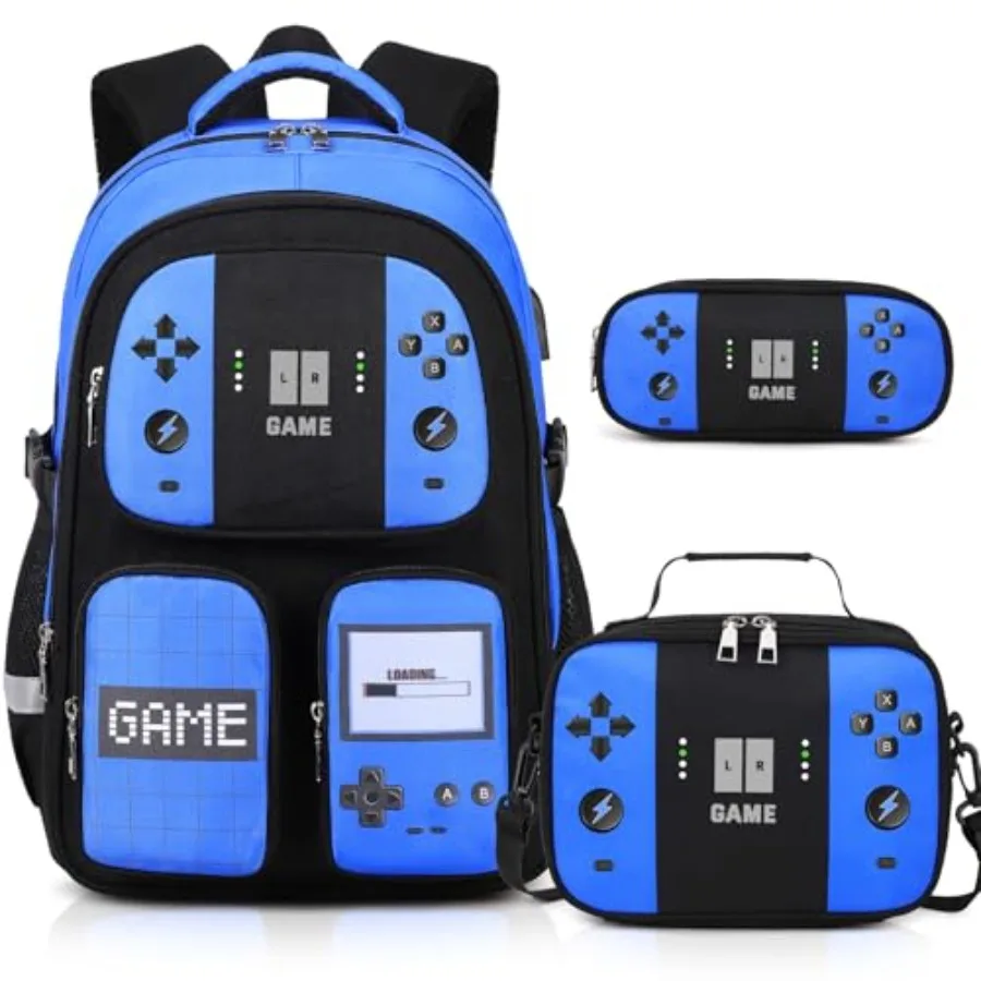 Gamer Backpack for Boys, 3PCS Boys Backpack with Lunch Box and Pencil Pouch, Waterproof School Bags for Boy Teens, Elementary M
Gamer Backpack for Boys, 3PCS Boys Backpack with Lunch Box and Pencil Pouch, Waterproof School Bags for Boy Teens, Elementary M