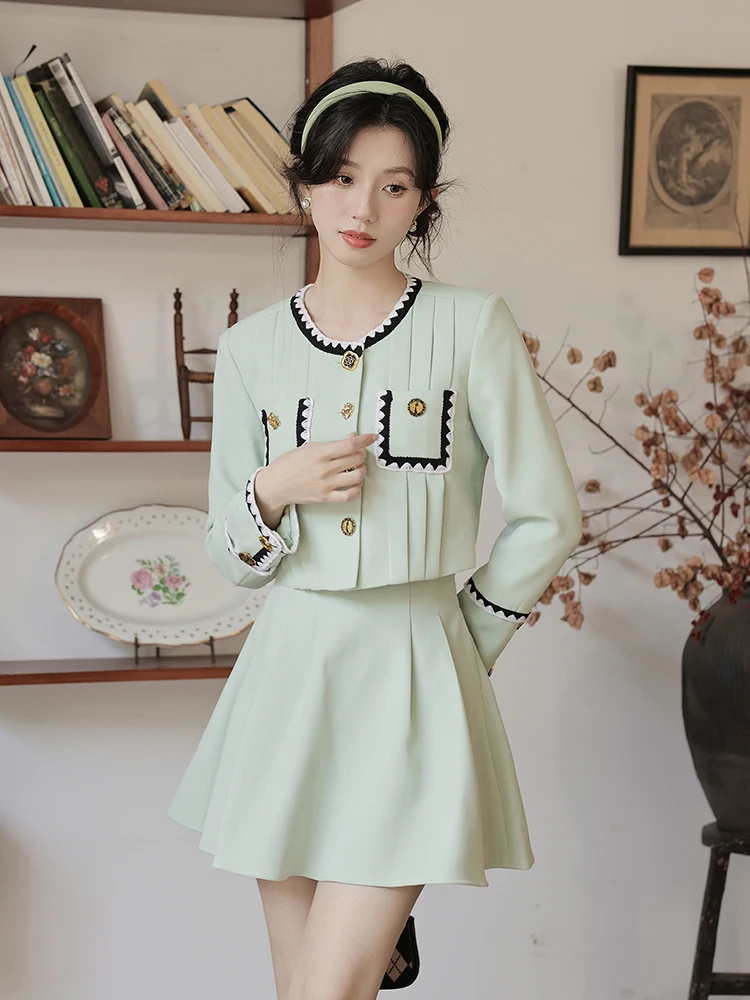 Spring New Elegant Two-Piece Skirt Sets Women Korean Fashion Sweet Chic Jacket Coat Solid Mini Skirt Female Clothing Y2K Outfits
Spring New Elegant Two-Piece Skirt Sets Women Korean Fashion Sweet Chic Jacket Coat Solid Mini Skirt Female Clothing Y2K Outfits