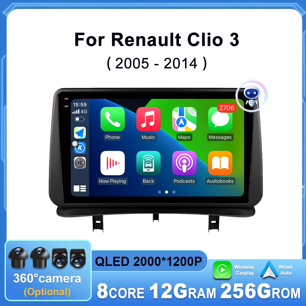 Wireless Carplay For Renault Clio 3 2005 - 2014 Car Radio Multimedia Player Android 14 Head Unit GPS Navigation WIFI DSP Stereo
Wireless Carplay For Renault Clio 3 2005 - 2014 Car Radio Multimedia Player Android 14 Head Unit GPS Navigation WIFI DSP Stereo