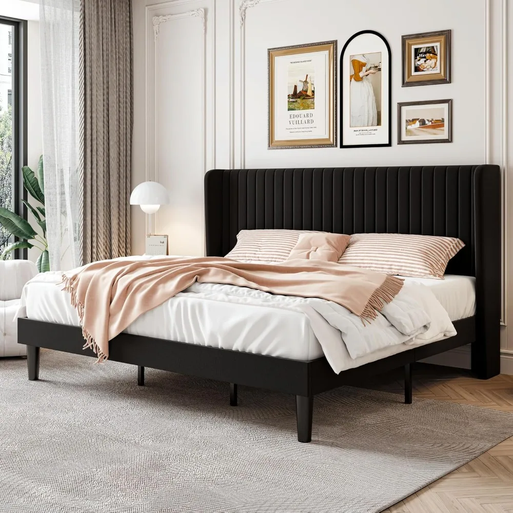 Luxurious Velvet King Bed with Wingback Headboard and Upholstered Platform, Wood Slat Support, No Box Spring Needed
Luxurious Velvet King Bed with Wingback Headboard and Upholstered Platform, Wood Slat Support, No Box Spring Needed