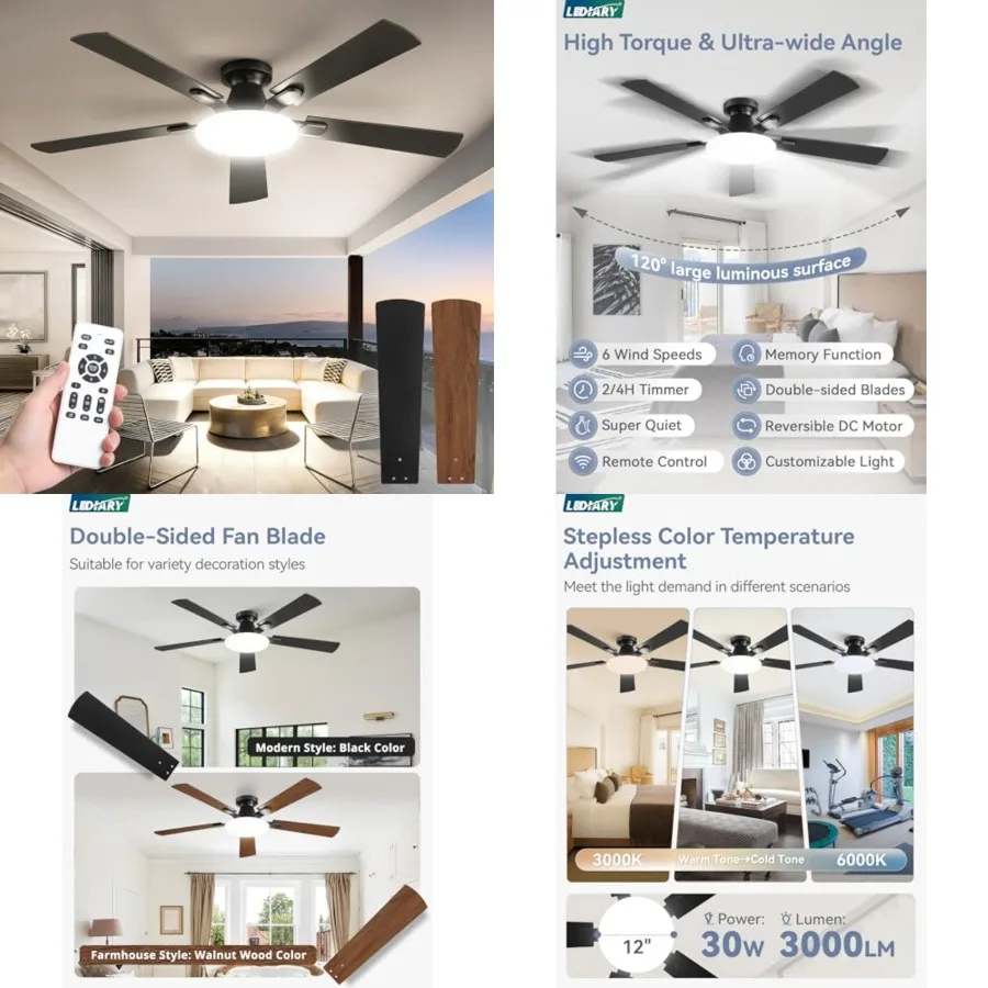 Ceiling Fan with Lights and Remote, 30W 12" LED Panel Flush Mount Ceilg Fan, 6-Speed Quiet DC Motor Modern Low Profile Ceilg Fa
Ceiling Fan with Lights and Remote, 30W 12" LED Panel Flush Mount Ceilg Fan, 6-Speed Quiet DC Motor Modern Low Profile Ceilg Fa