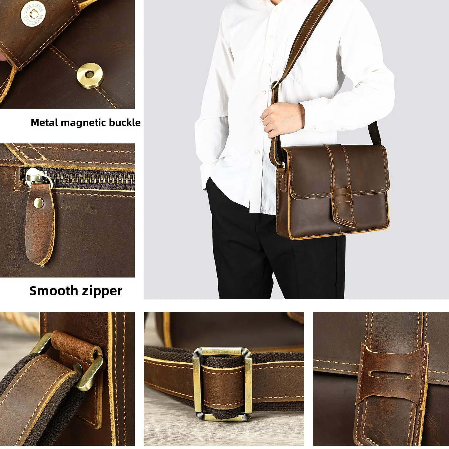 Men's Large Capaci Top Layer Cowhide oulder Bag Faionable Vintage Crossbody Bag for Autumn And Winter
Men's Large Capaci Top Layer Cowhide oulder Bag Faionable Vintage Crossbody Bag for Autumn And Winter