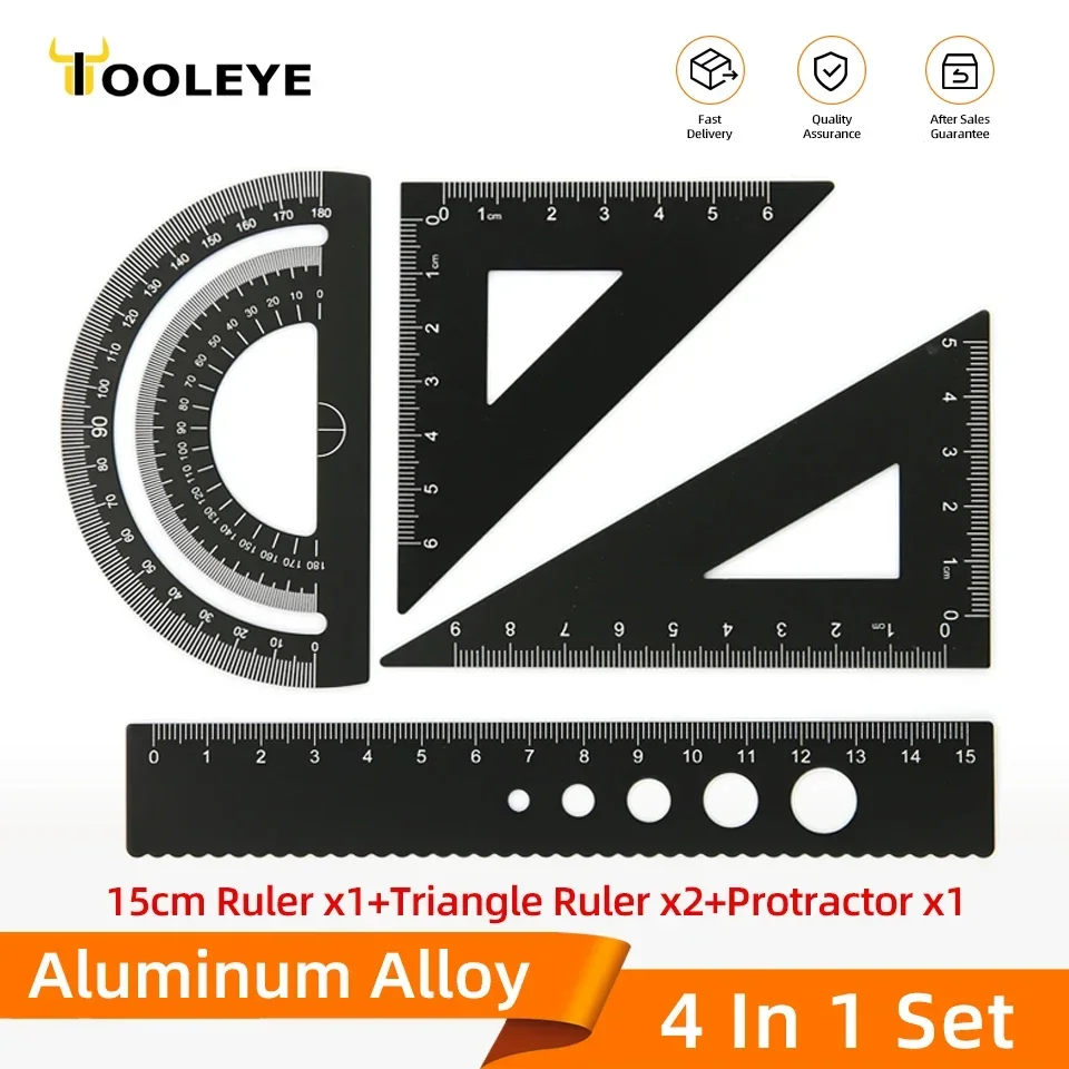 4 in 1 Metal Ruler Aluminum Alloy Angle Ruler Protractor Triangle Ruler Multifunctional Measuring Tools Set Square Goniometer
4 in 1 Metal Ruler Aluminum Alloy Angle Ruler Protractor Triangle Ruler Multifunctional Measuring Tools Set Square Goniometer
