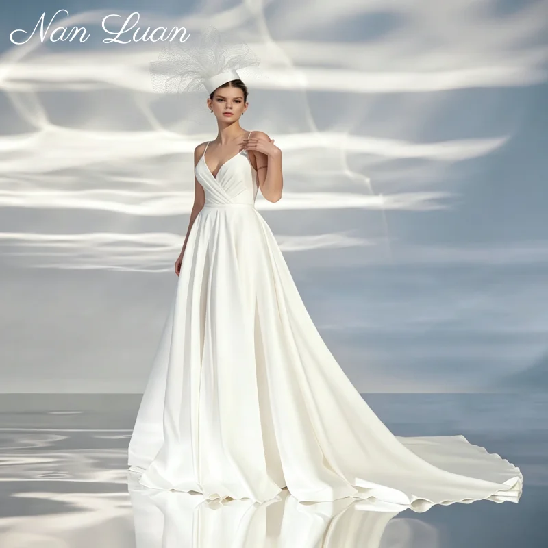 Matte Plain Satin Cross Pleated Front A Line Bridal Dress Chapel Train Vestidos de Novia Customized
Matte Plain Satin Cross Pleated Front A Line Bridal Dress Chapel Train Vestidos de Novia Customized