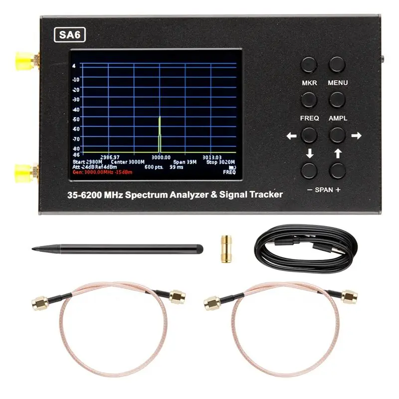 A24F-SA6 6Ghz Spectrum Analyzer Portable 35-6200Mhz Wireless Signal Generator Wi-Fi 2G 3G 4G LTE CDMA DCS GSM GPRS GLONASS
A24F-SA6 6Ghz Spectrum Analyzer Portable 35-6200Mhz Wireless Signal Generator Wi-Fi 2G 3G 4G LTE CDMA DCS GSM GPRS GLONASS