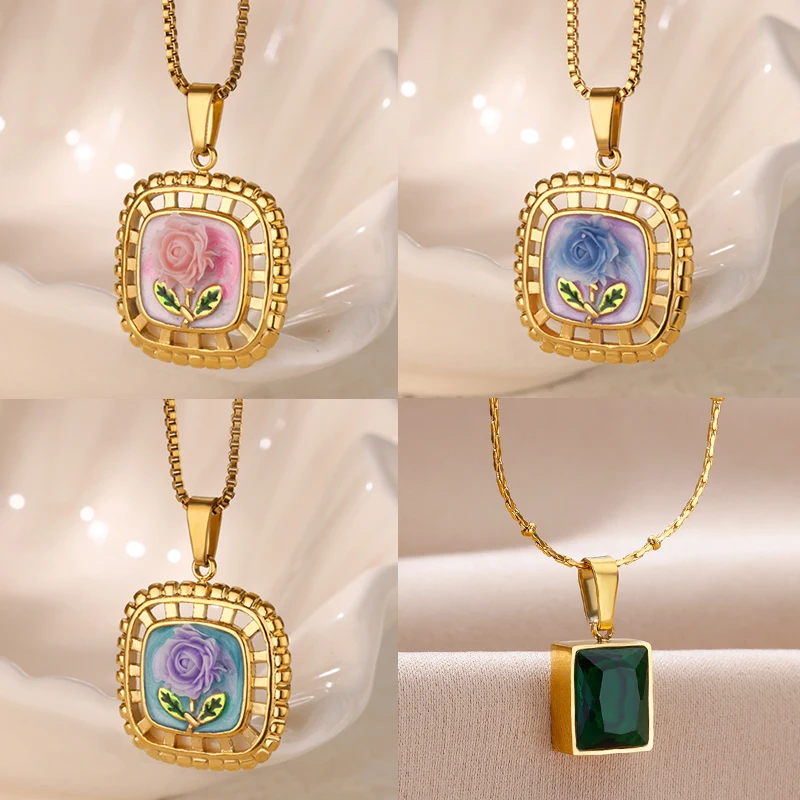 Square Hollow Rose Pendant Necklace for Women Gold Color Stainless Steel Chain Necklace Aesthetic Jewelry Gifts for Valentine's
Square Hollow Rose Pendant Necklace for Women Gold Color Stainless Steel Chain Necklace Aesthetic Jewelry Gifts for Valentine's