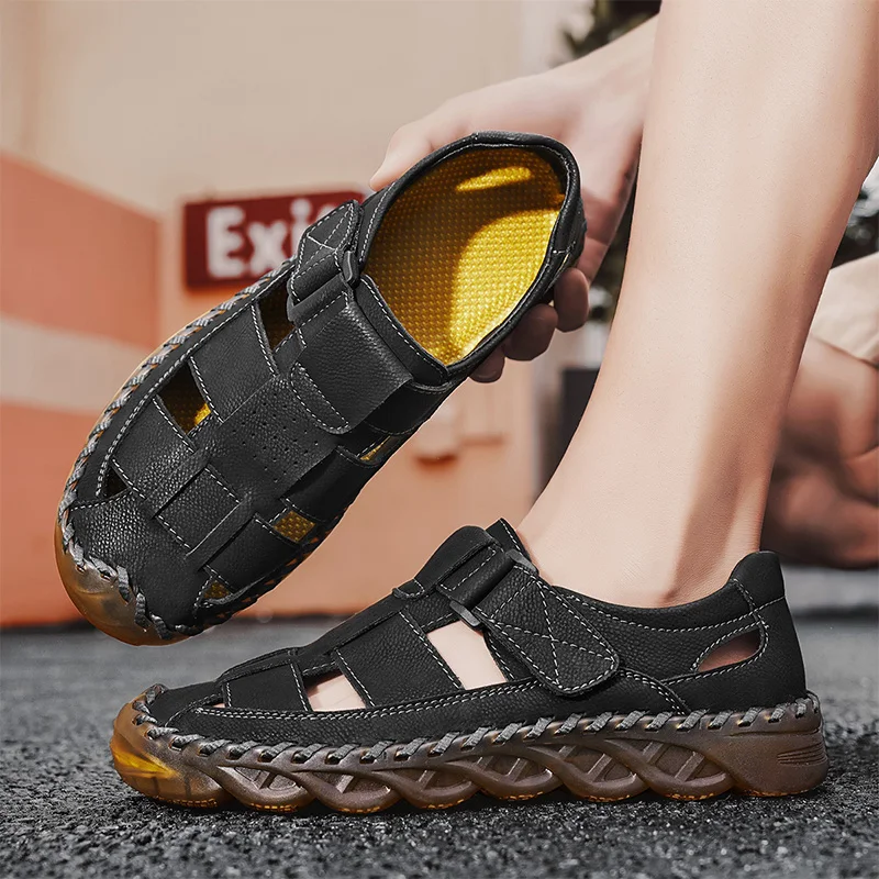 Top layer cowhide sandals for men for summer casual beach shoes for men for non-slip soft sole hollow men’s slippers
Top layer cowhide sandals for men for summer casual beach shoes for men for non-slip soft sole hollow men’s slippers