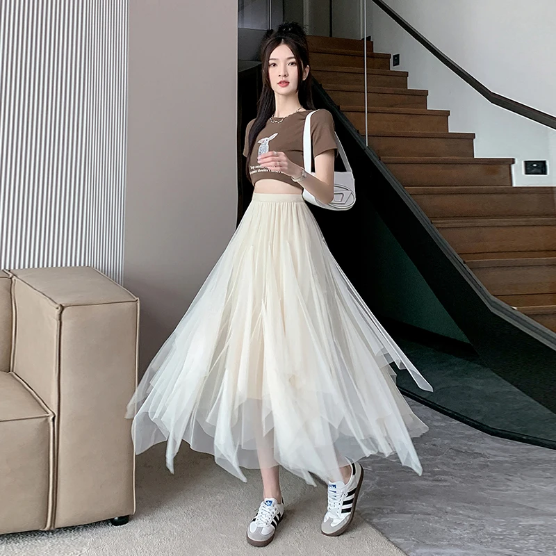 Women Skirt Summer 2024 New French Style Solid Patchwork Knitted Tie Flowers Gauze High Waist Mesh White Black Pink Skirts 
Women Skirt Summer 2024 New French Style Solid Patchwork Knitted Tie Flowers Gauze High Waist Mesh White Black Pink Skirts