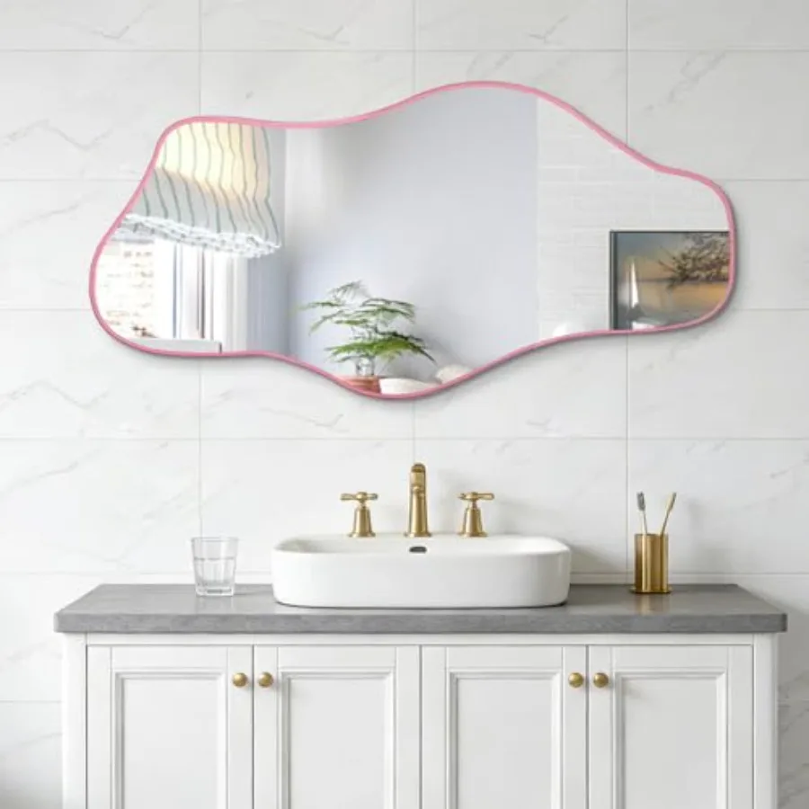 Asymmetrical Wall Mirror, 35.8"x17.7" Irregular Tempe Glass Mirror, Modern Abstract Frameless Mirrors for Living Room Bathroom
Asymmetrical Wall Mirror, 35.8"x17.7" Irregular Tempe Glass Mirror, Modern Abstract Frameless Mirrors for Living Room Bathroom